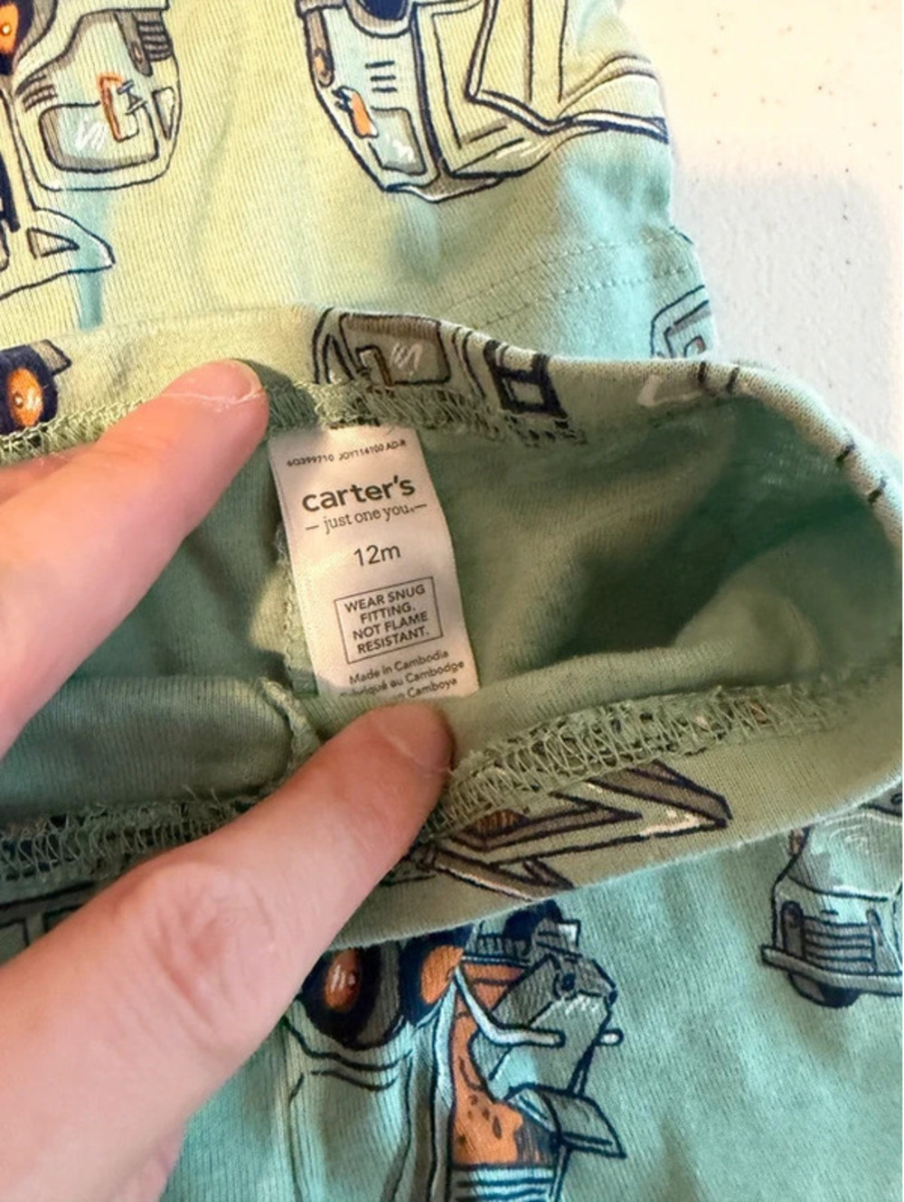 Carter's Just One You 12M Garbage Truck Pajama Set - Picture 2 of 4